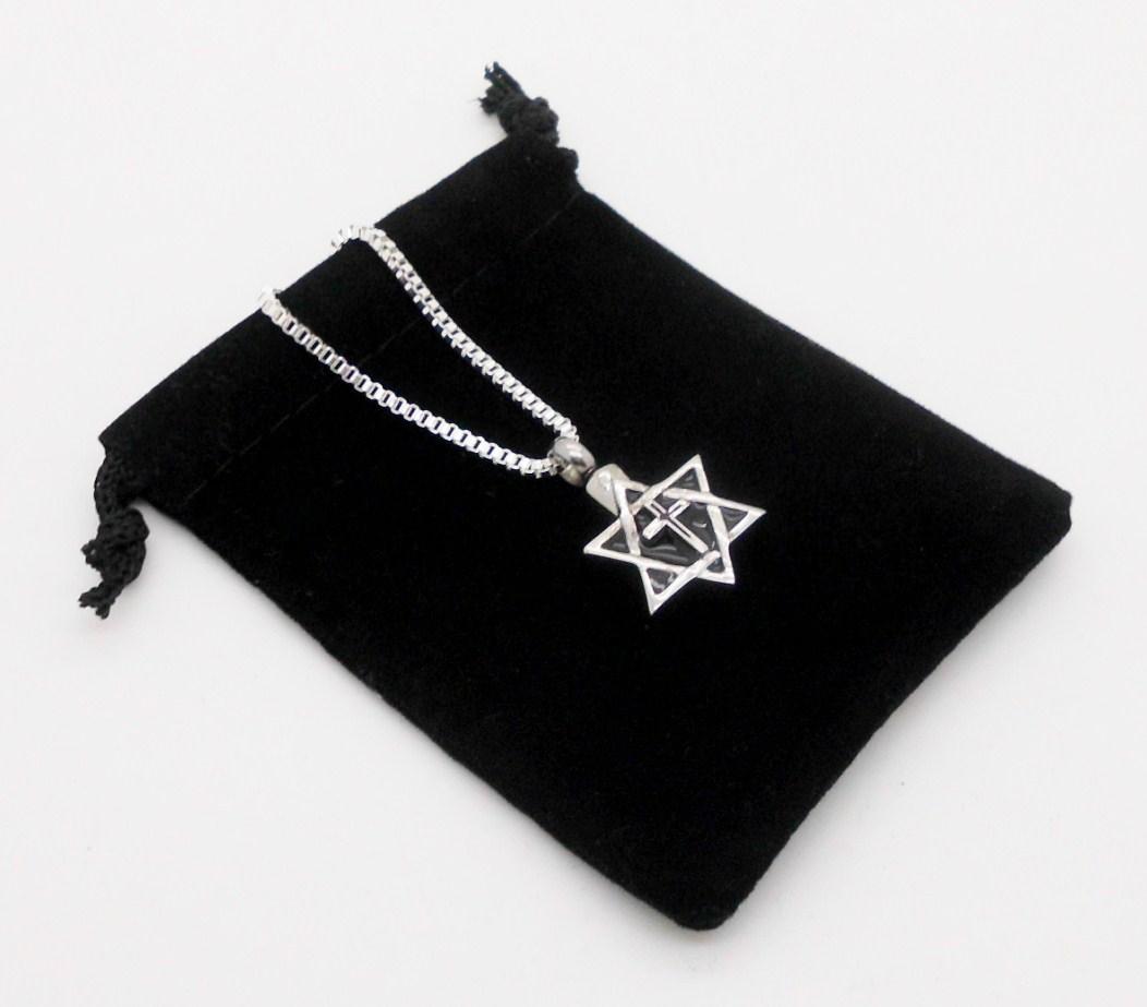 316L S/Steel Star of David Cross Memorial Keepsake Cremation Funeral Pendant Urn