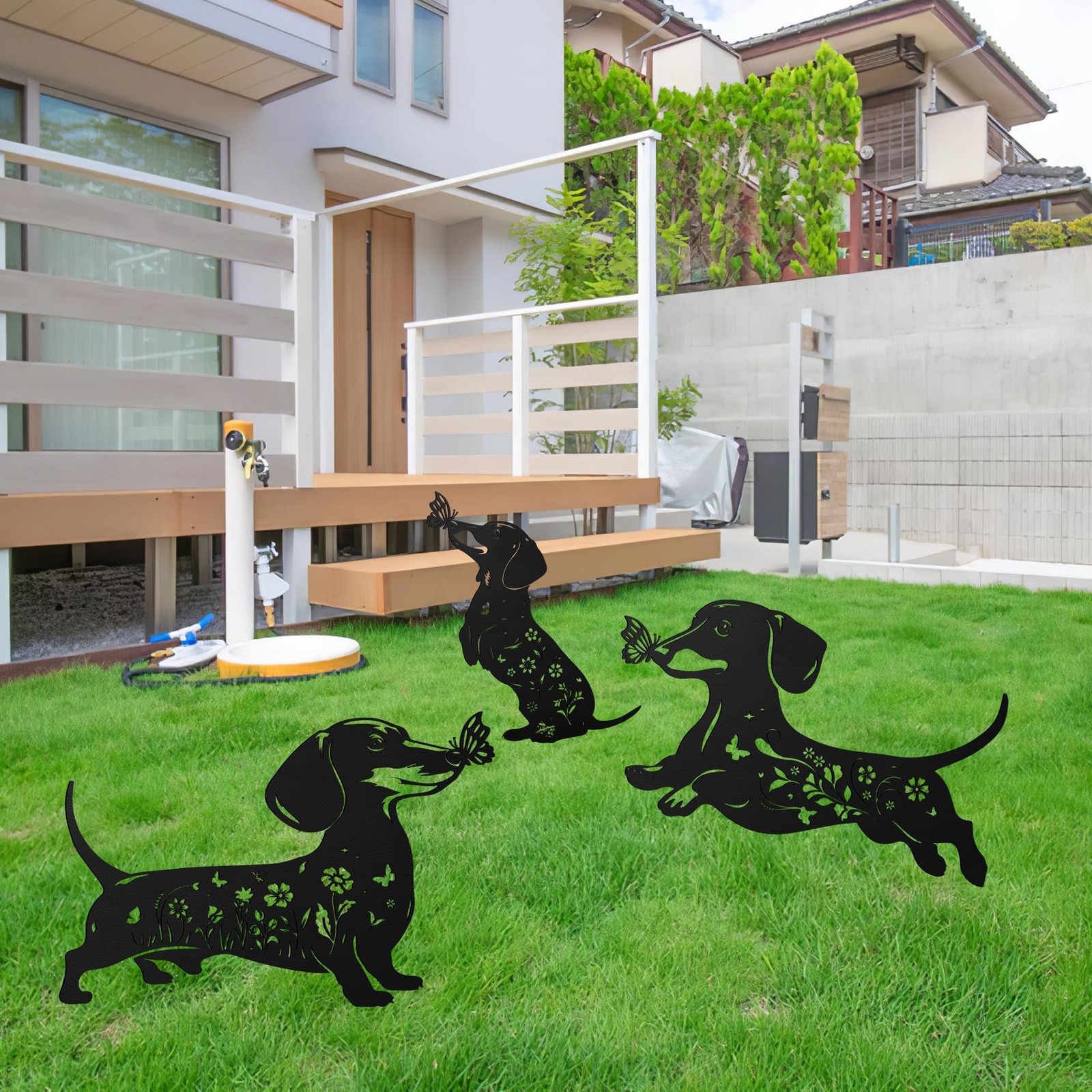 Dachshund Garden Stakes – 3 Pcs Metal Yard Art for Dog Lovers and Decor