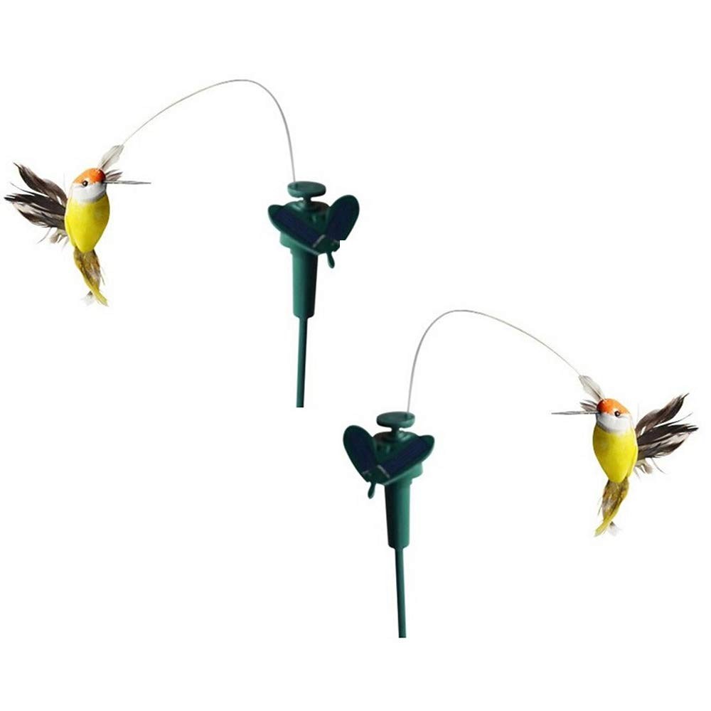 2pcs Solar or Battery Powered Fluttering Hummingbird, Wobble Fluttering Bird