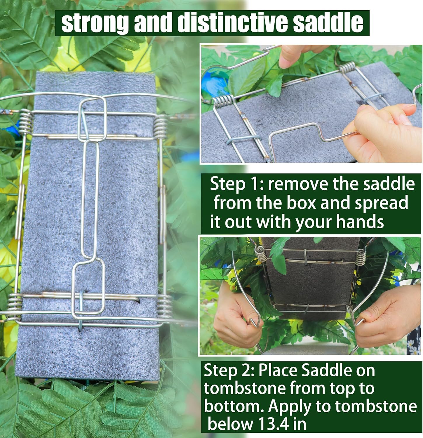 Cemetery Headstone Flower Saddle -Outdoor Grave Decorations ，Mixed of Artificial