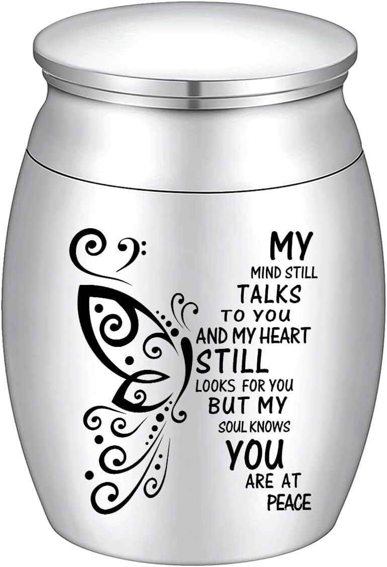1.57 Inches Small Keepsake Urn for Human Ashes Butterfly Mini Urn Stainless
