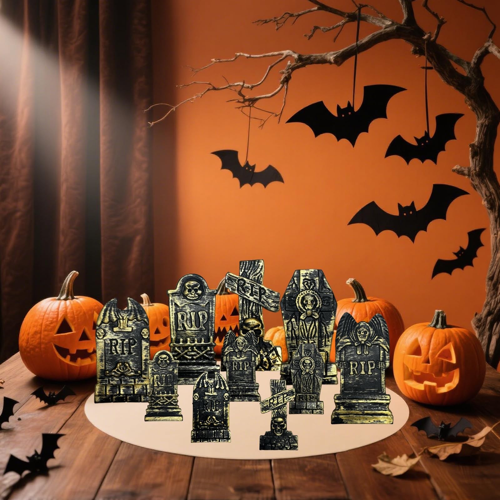 20PCS Halloween Mini Tombstones Figurines Graveyard Scene Decorations DIY Crafts