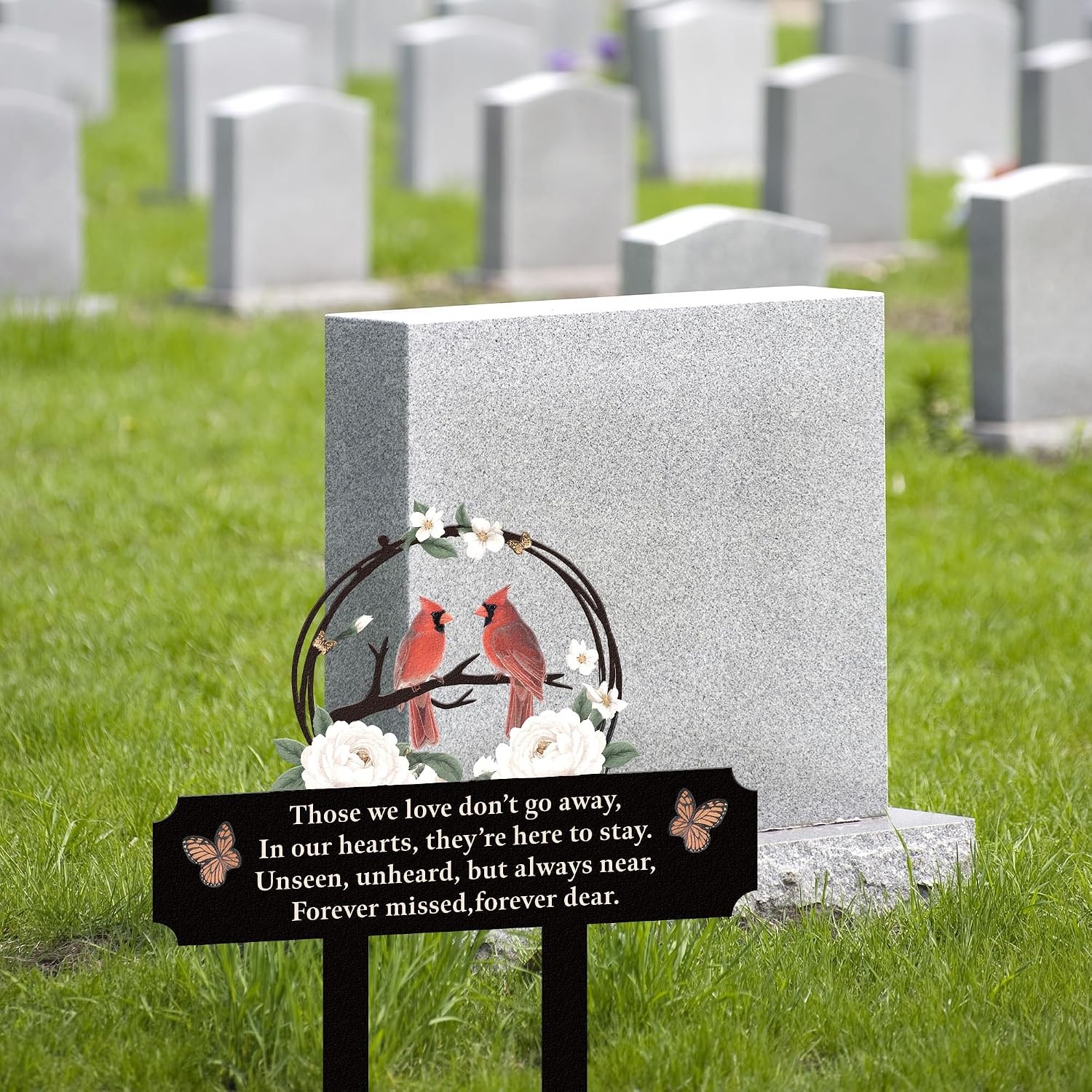 Cemetery Decorations for Grave Markers Humans with Cardinal & Memorial Flowers
