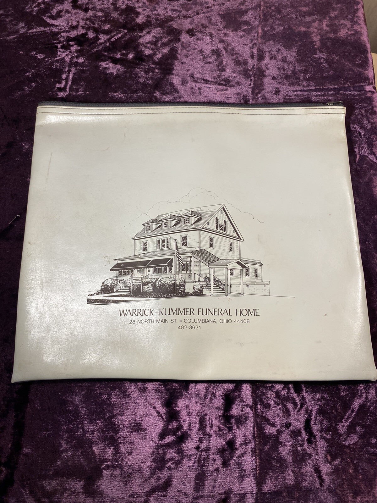Vtg Funeral Home Bag Briefcase Zipper Columbiana Ohio F65