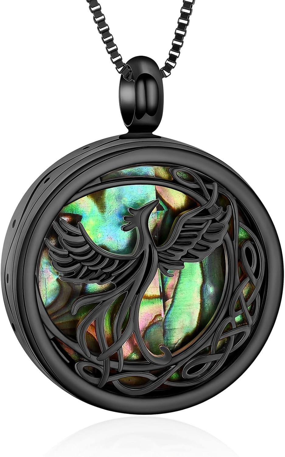 Phoenix Cremation Jewelry for Ashes Abalone Shell Urn Necklace for Women Men Ash