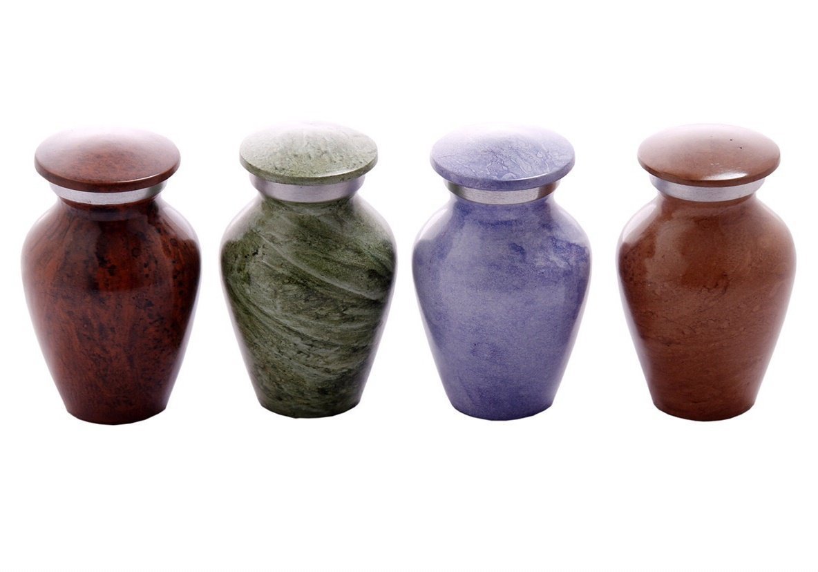 Set of 4 Shades of Marble Memorial Keepsake Urns ~ Free Shipping