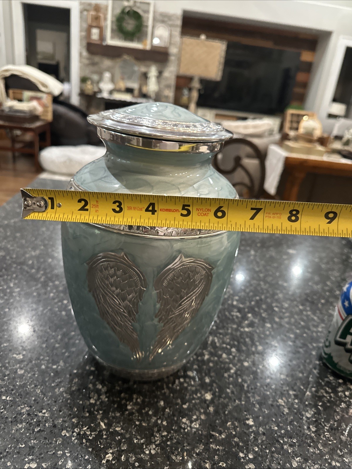 Large Sky Blue Angel Wings Cremation Urn: Large Memorial Urn for Ashes
