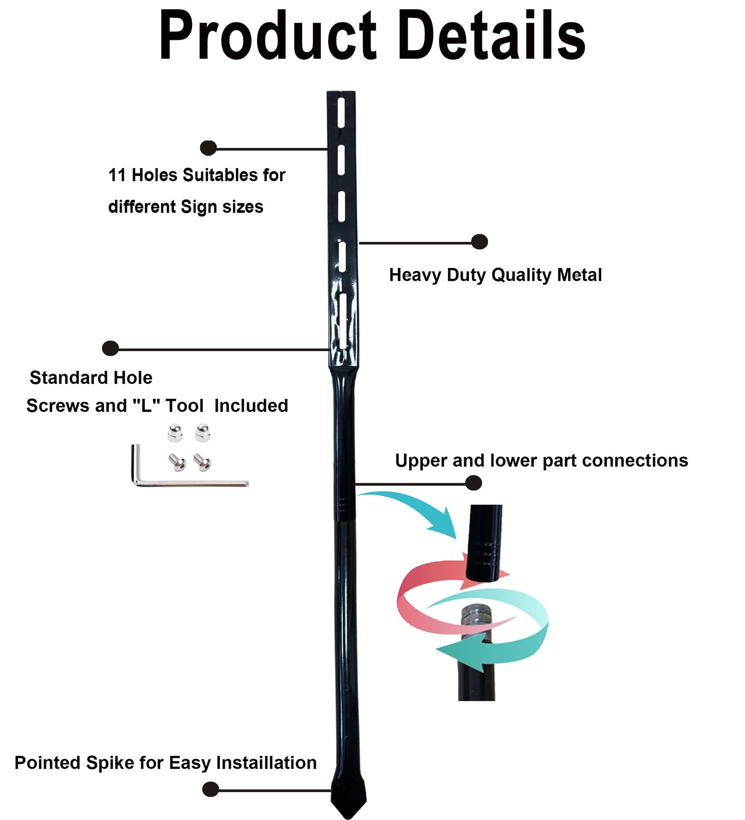 2Pcs Metal Stakes for Yard Signs, 36 Inches Heavy Duty Metal Posts for Yard S…