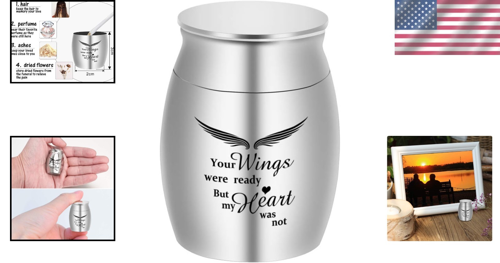 Durable Mini Cremation Urn for Human Ashes – Secure Threaded Lid & Velvet Pouch