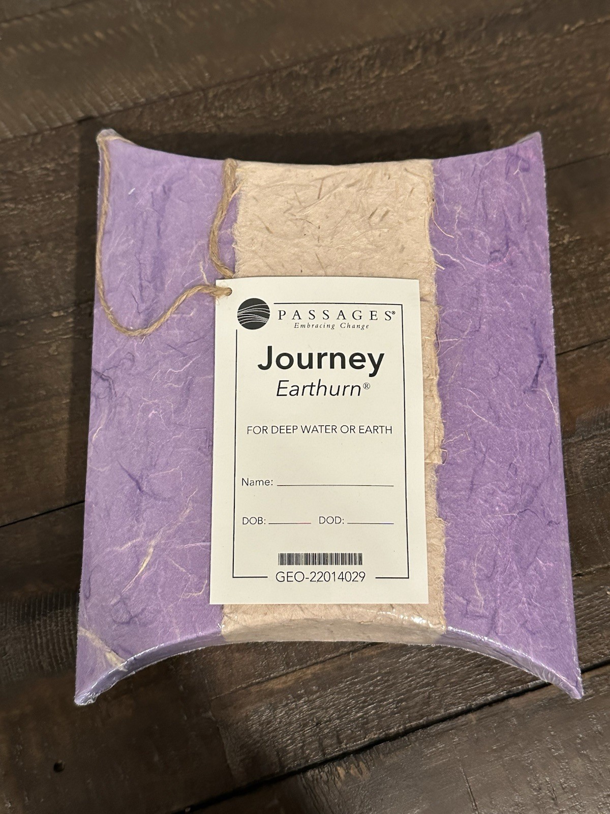 Passages Biodegradable Journey Earthurn w/Certificate