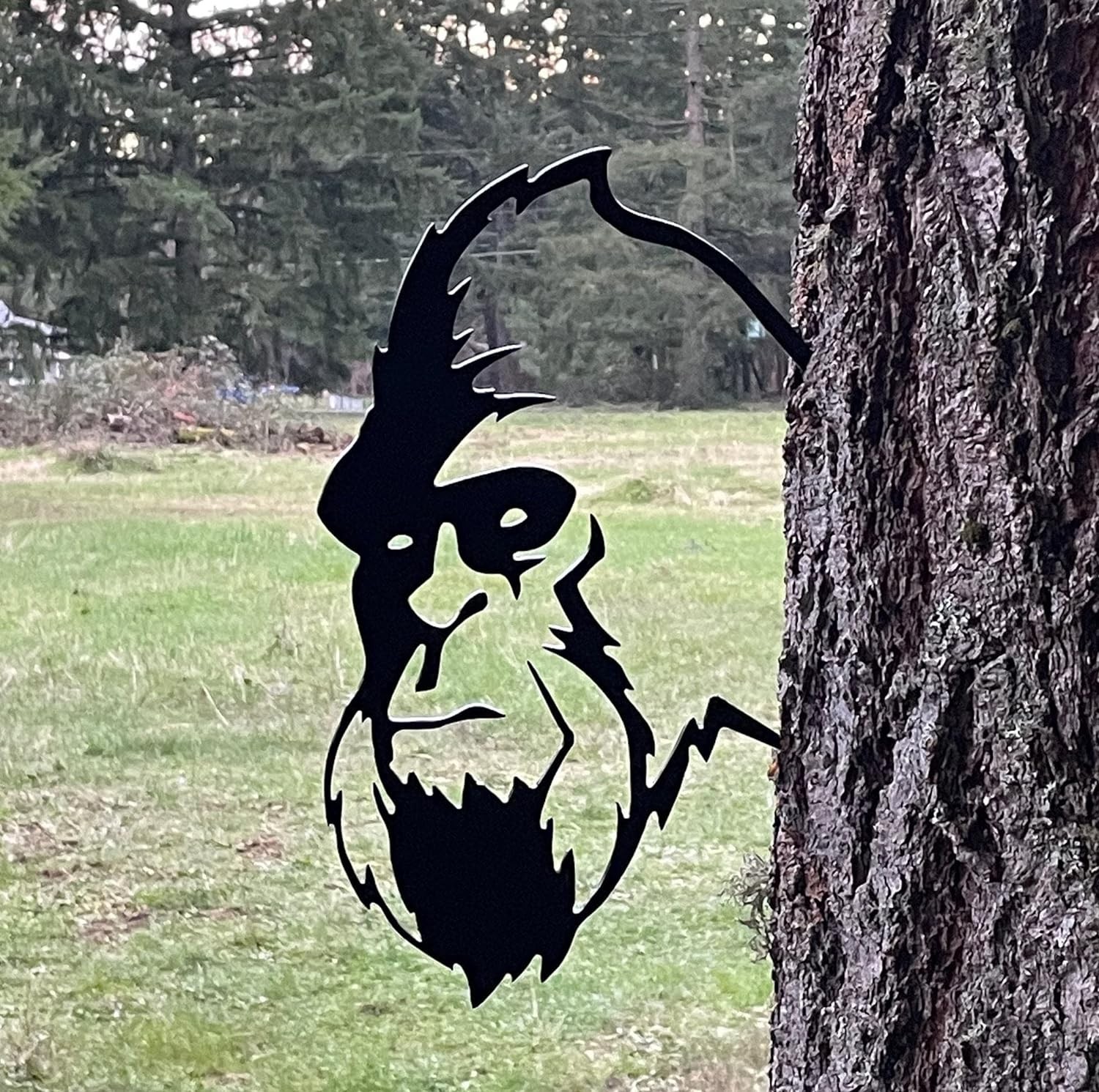 Metal Wall Art Statues/Bigfoot Peeking/Sasquatch/Big Foot/Garden Stake/Tree S…