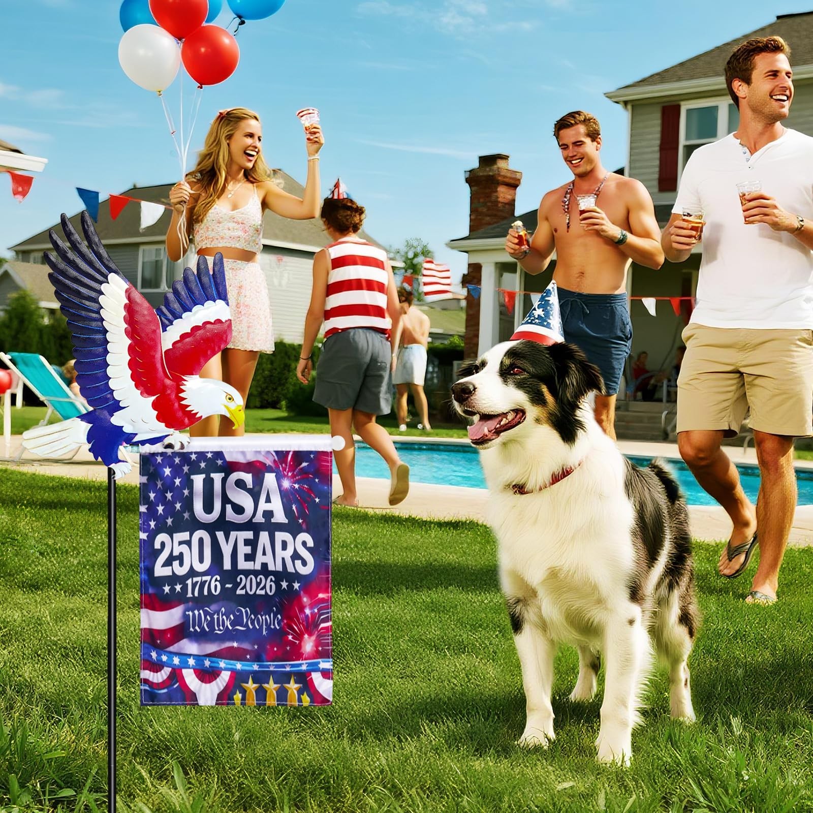 250th Anniversary America 9.4×6.5Inch Garden Flags,Eagle Garden Stakes with U…