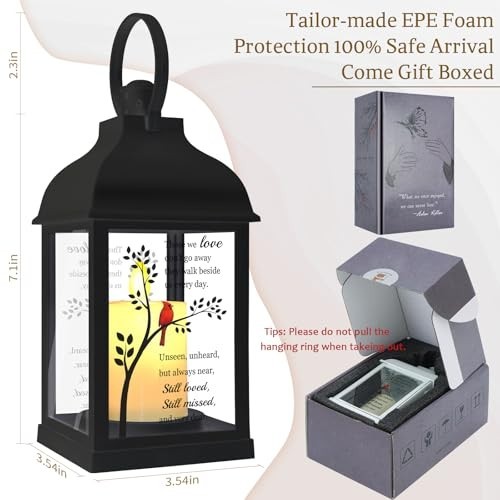 Sympathy Memorial Lantern with Flickering Flame – Bereavement Keepsake for Loved