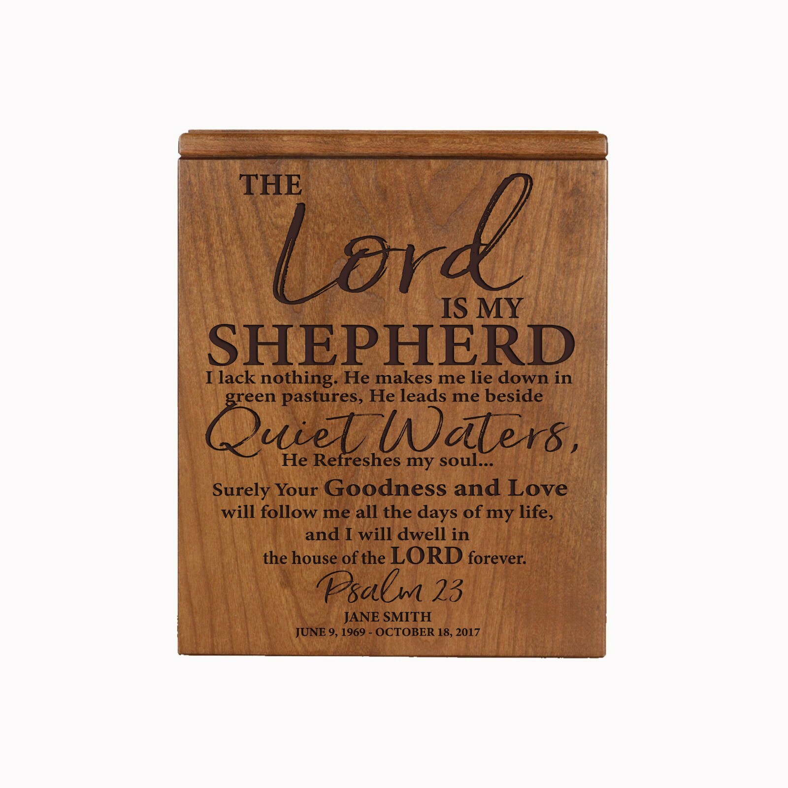 Custom Engraved Economy Urn for Human Ashes 7.75in – The Lord Is My Shepherd