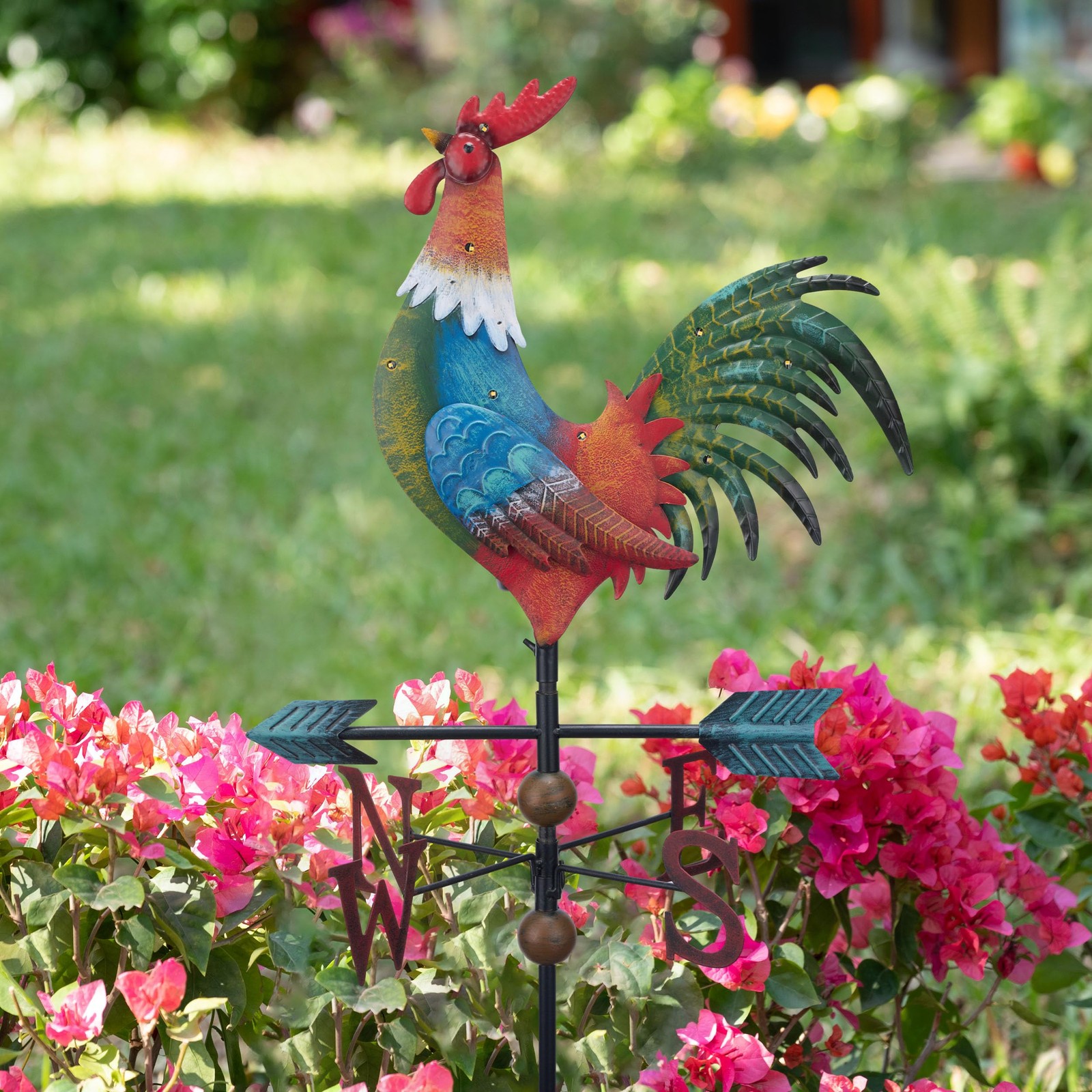TERESA’S COLLECTIONS Garden Decor with Solar Outdoor Lights, Red Rooster Yard…