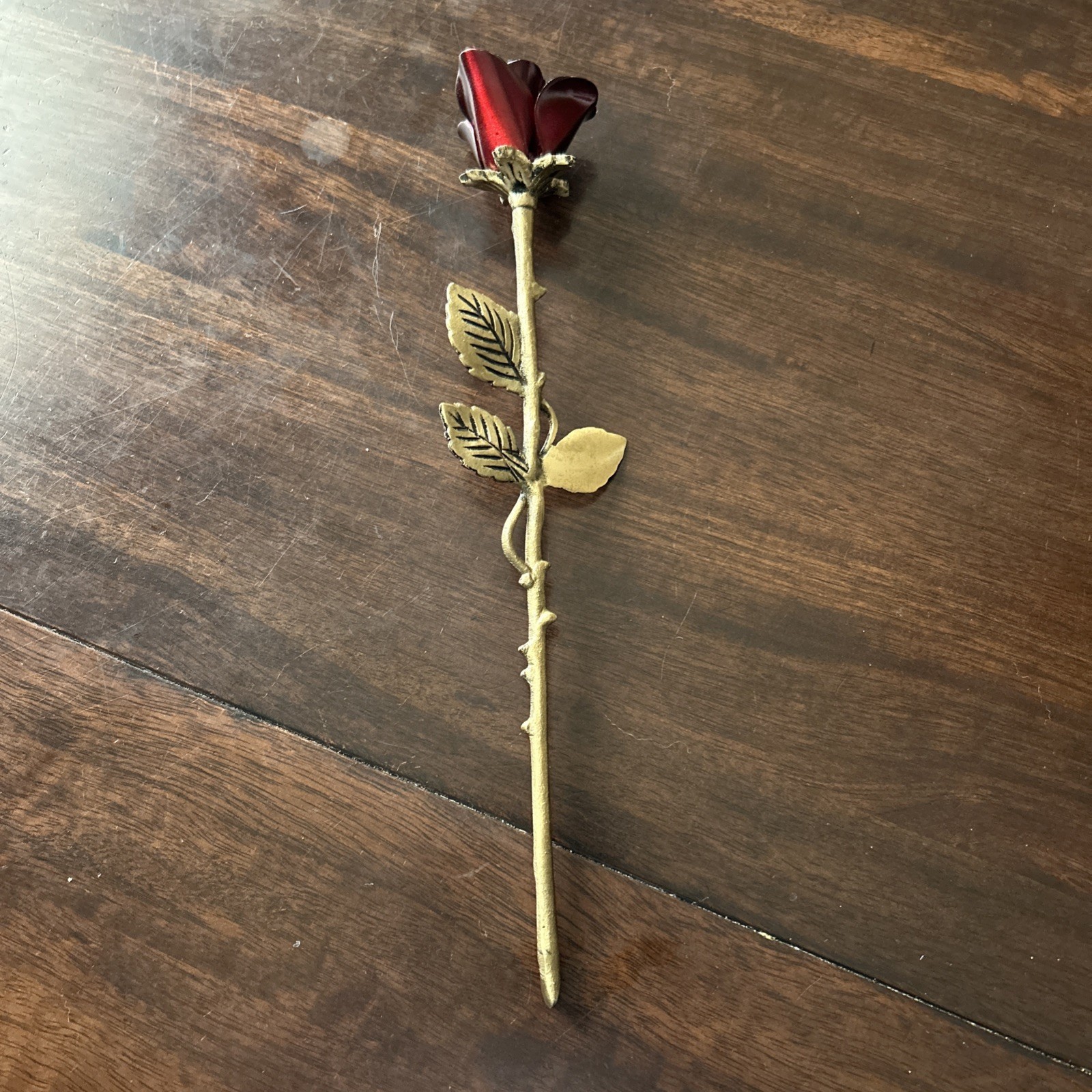 Solid Brass Crimson Threaded Rose Keepsake Funeral Cremation Urn For Ashes