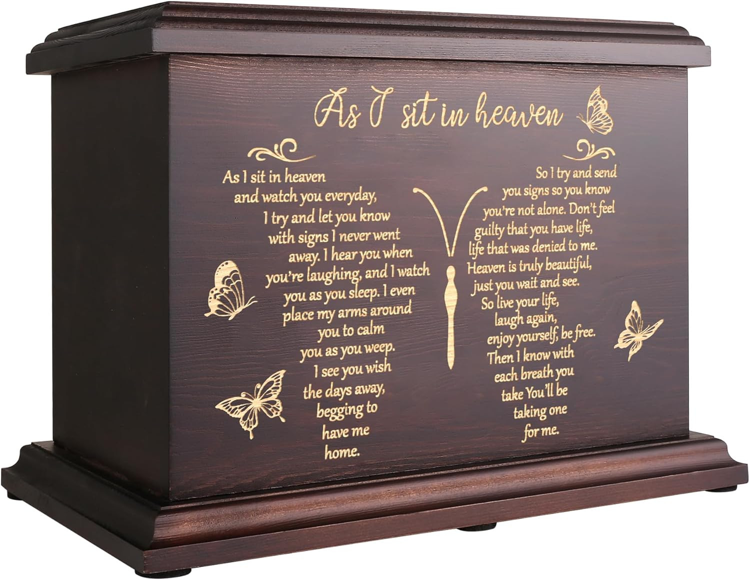 Cremation Memorial Urns for Human Ashes Adult Male Female, Wooden Urns Box and C
