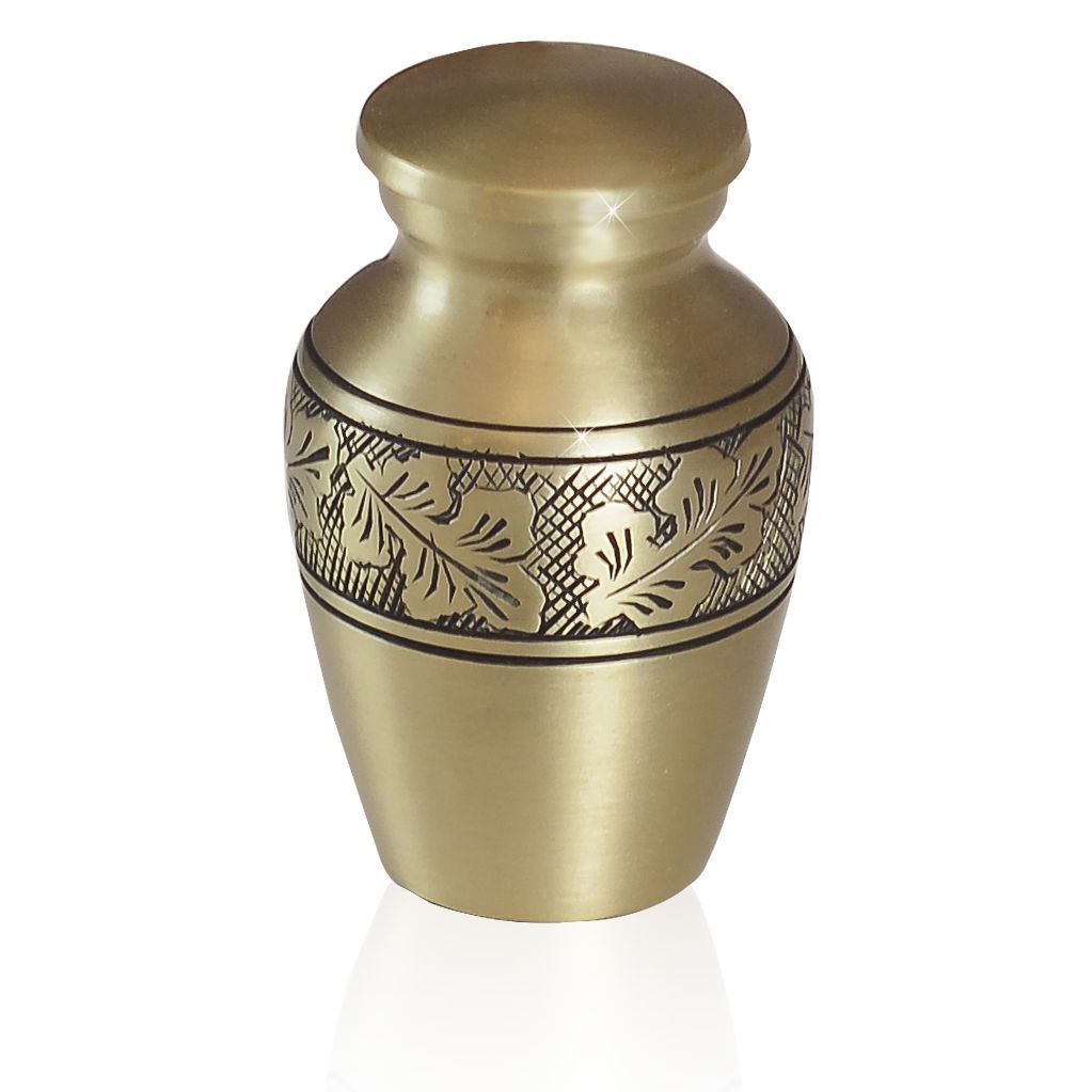 Small/Keepsake 4 Cubic Inches Golden Ring Brass Funeral Cremation Urn for Ashes
