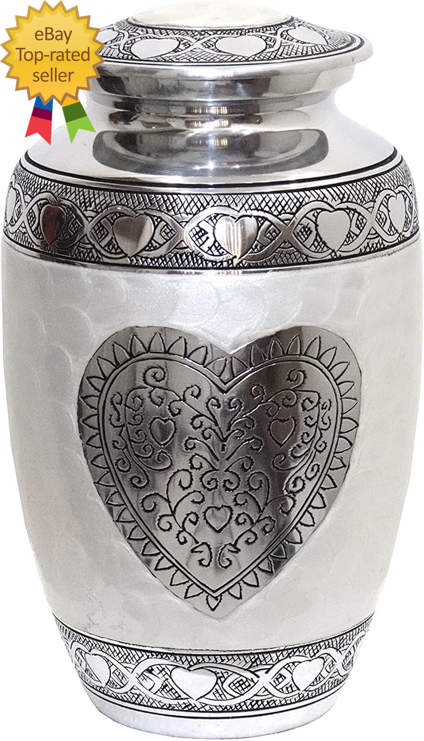 Urns Heart Cremation Urn Funeral Urn for Human Ashes Burial Urn with Detailed