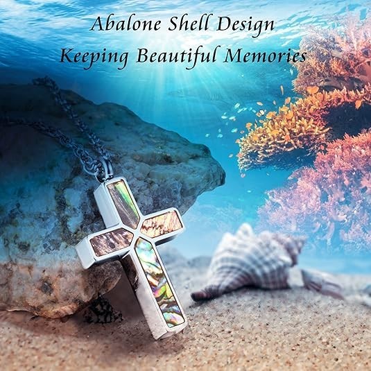 Cross Cremation Jewelry for Human Ashes Stainless Steel Urn Necklace for Ashes M