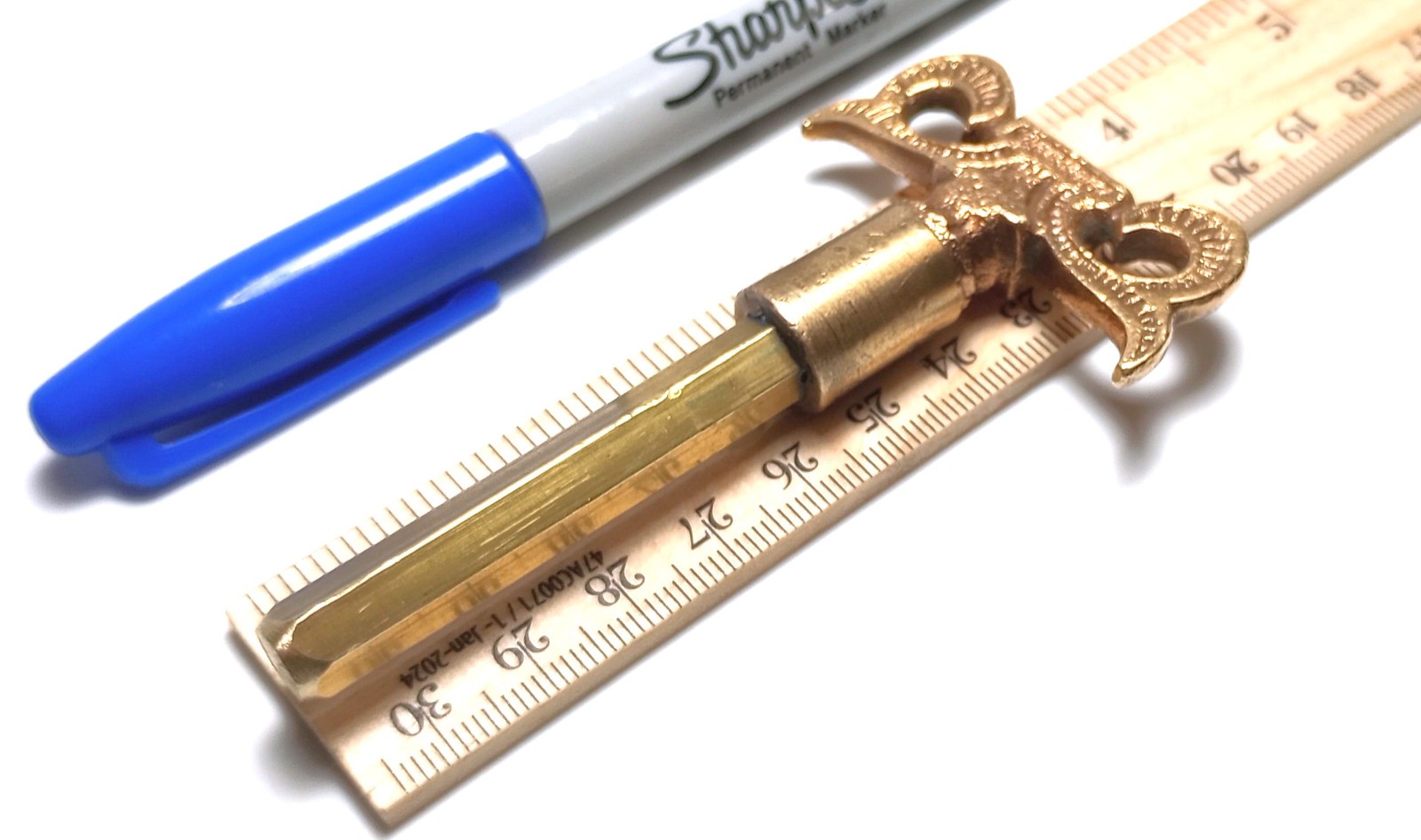 Fancy Brass Pocket Casket Key / Coffin Key