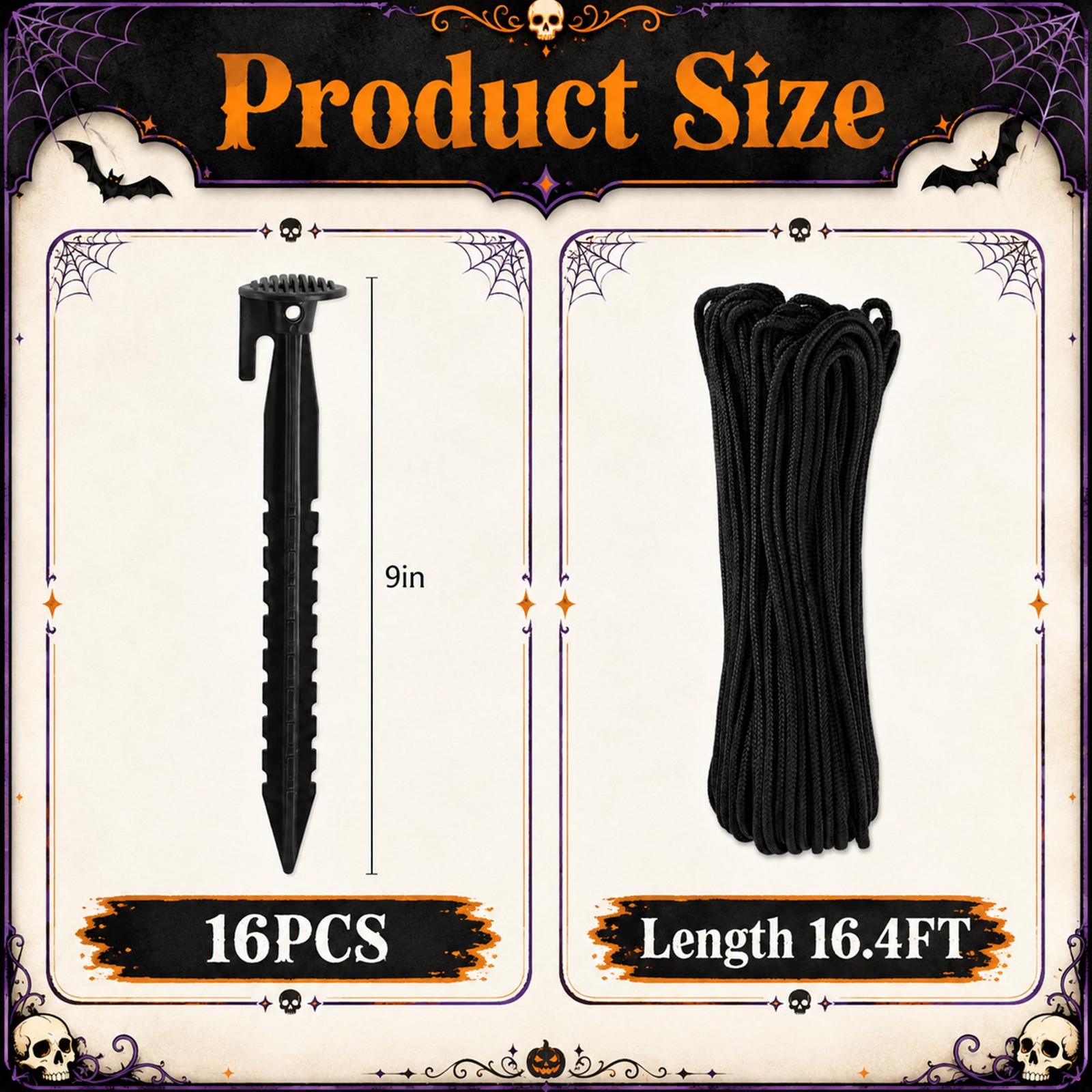 16 Pcs Halloween Skeleton Ground Anchors, Serrated Skeleton Ground Stakes wit…