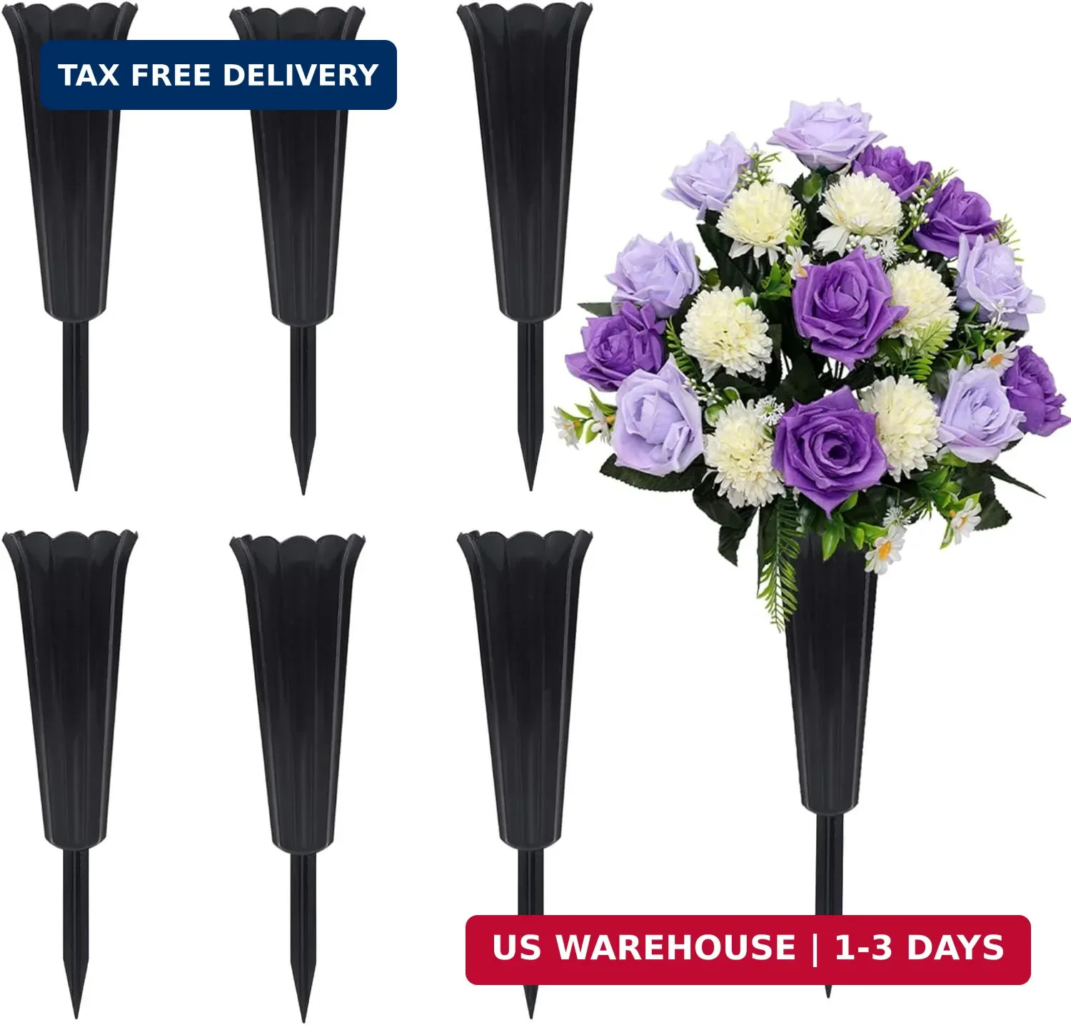 Memorial Floral Vases, Cemetery Vase, Headstones Flower Holder, Plastic Cemetery