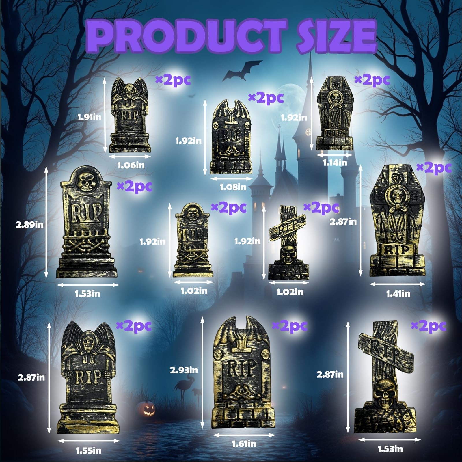 20PCS Halloween Mini Tombstones Figurines Graveyard Scene Decorations DIY Crafts