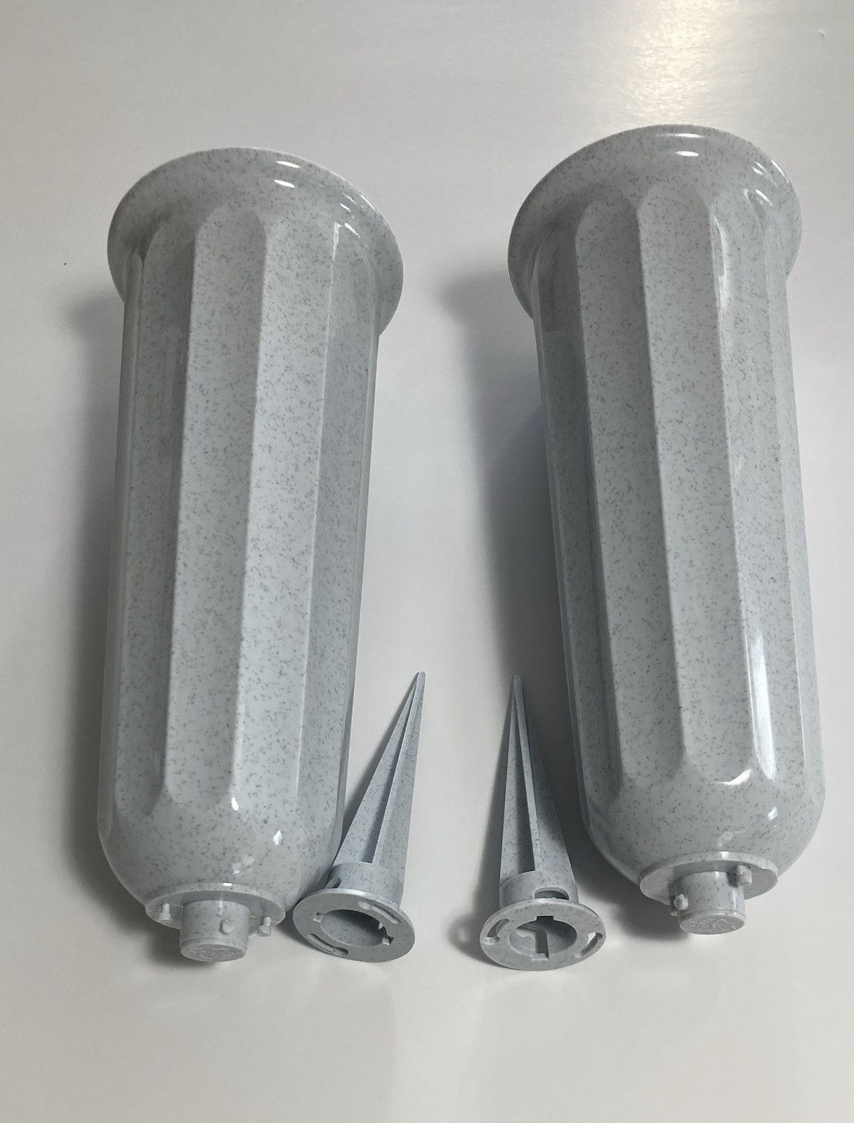Cemetery Vase for memorial flowers. Package of two White with removable spikes
