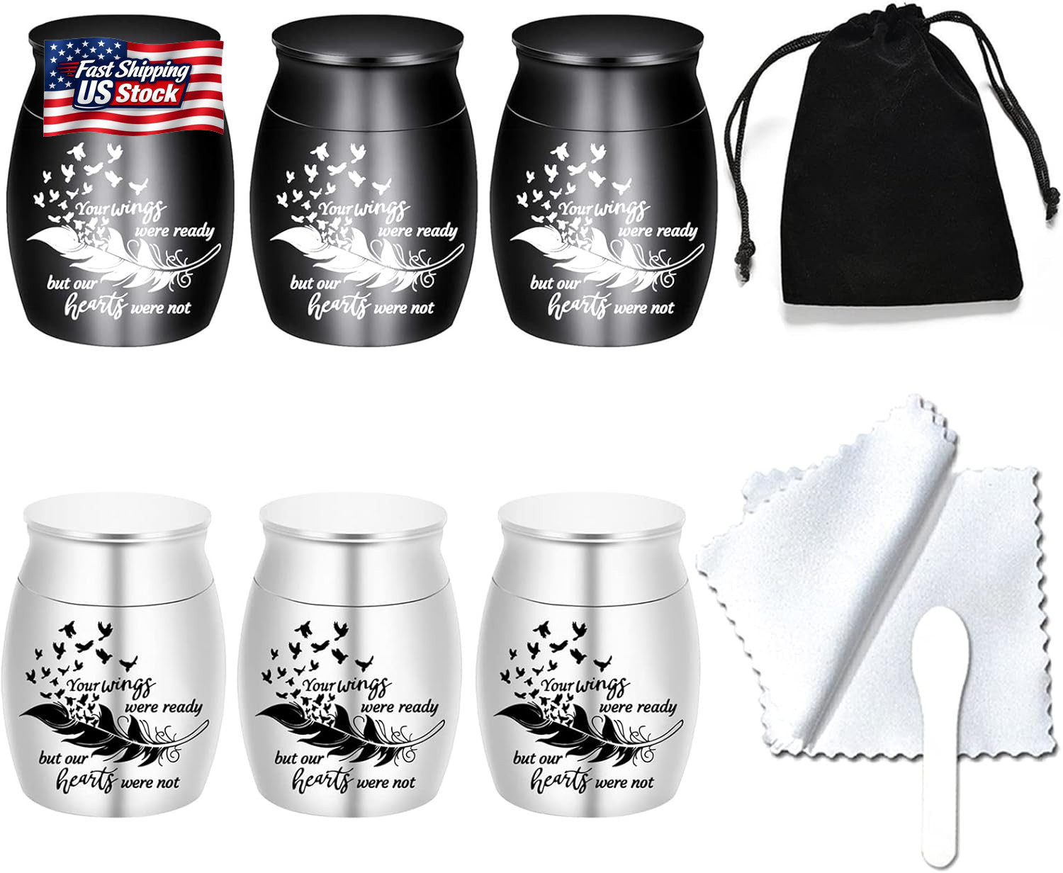 Small Keepsake Urns for Human Ashes – Set of 6 – Share Urn with Family & Friends
