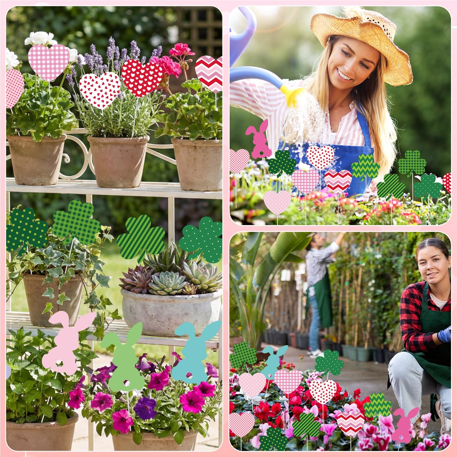 18 Pcs Garden Decor for Outside Heart Metal Garden Stakes, Outdoor Decoration…