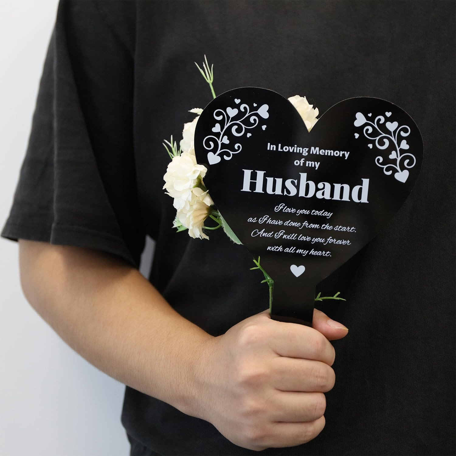 Heart Husband Garden Stake for Husband Memorial Remembrance Plaque Stake Cemeter