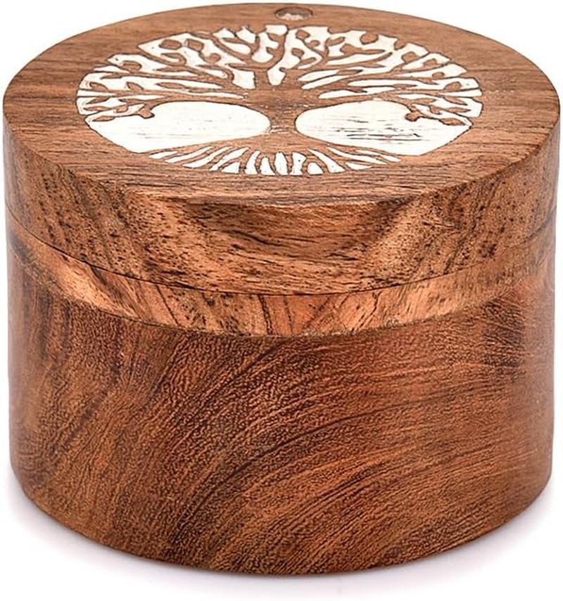 Wooden Tree of Life Keepsake Box for Human & Pet Ashes – Cat & Dog Urn (3.5″ X 3