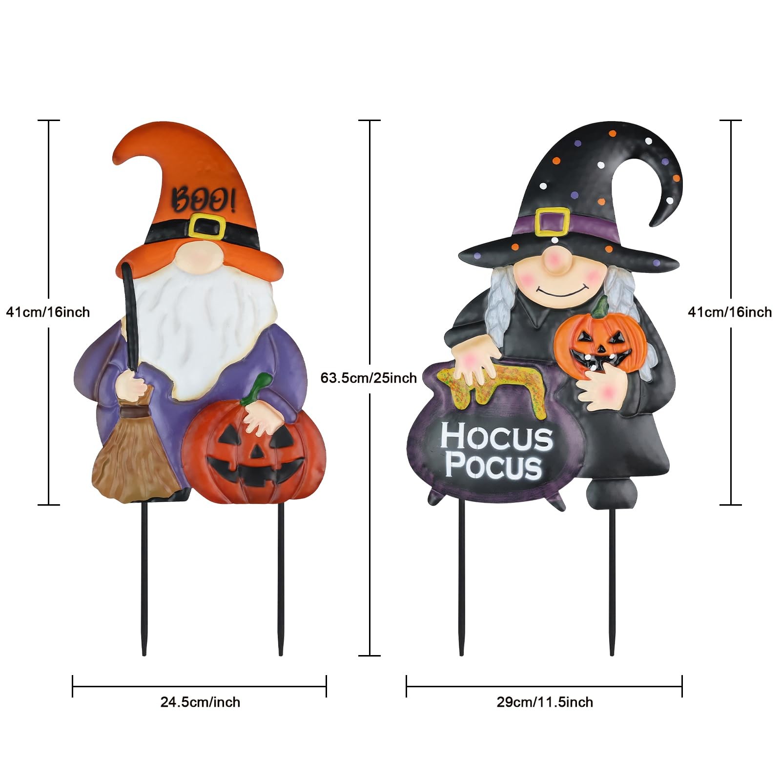 Metal Decorative Garden Stakes with Pumpkins Outdoor Halloween Decor for Home