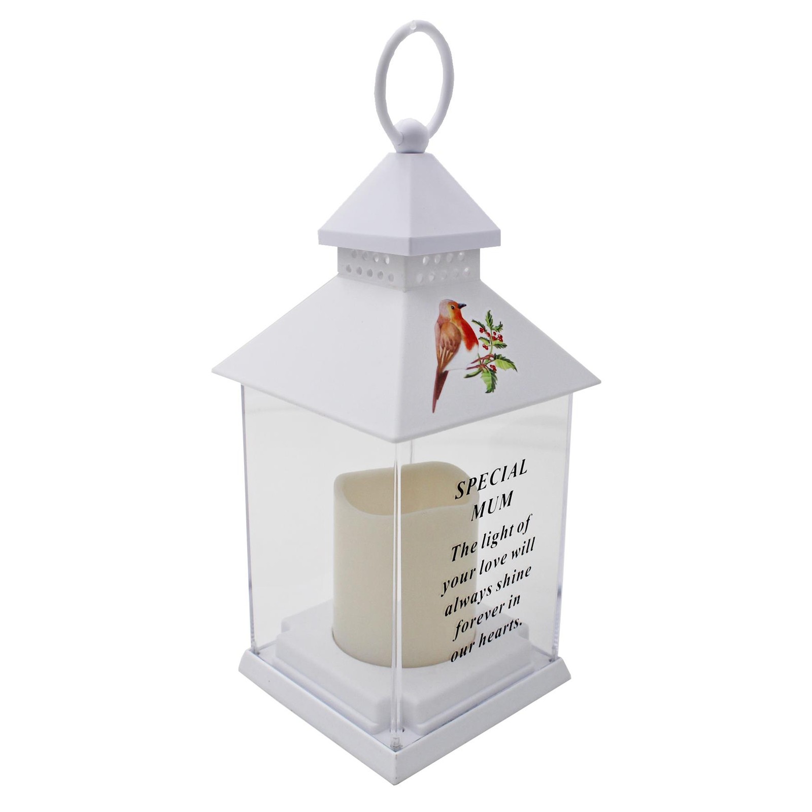 Robin Memorial Lantern Battery Operated Indoor and Outdoor Use – Special Mum