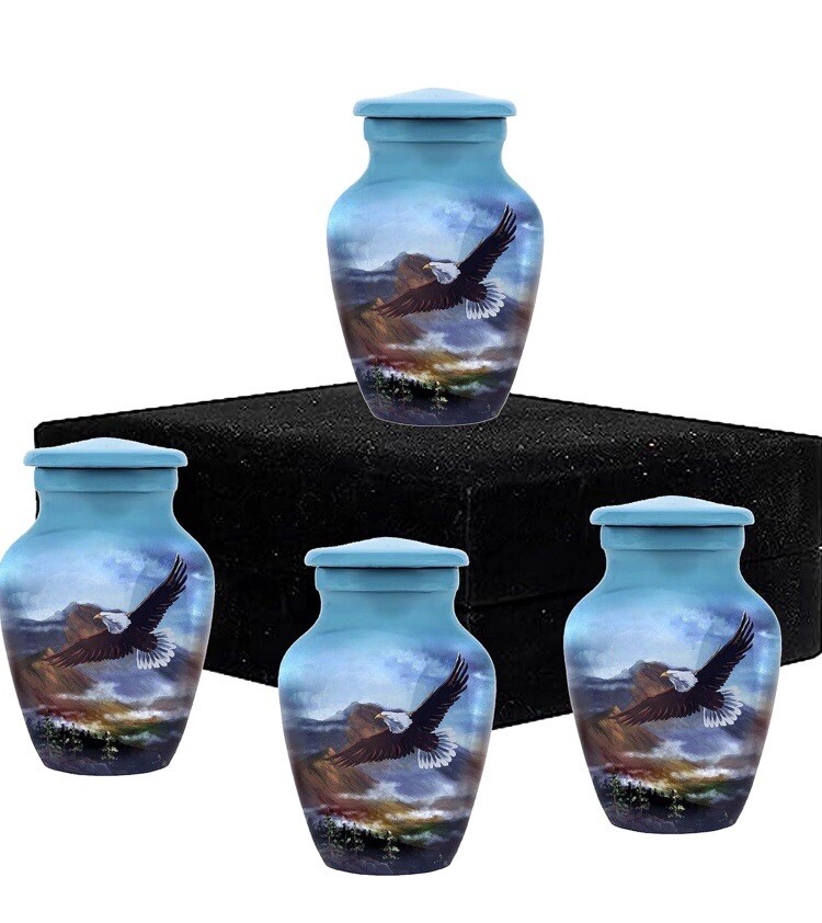 Keepsake urns for human ashes Set of 4 eagle flying size 2.75×2.75×3.75 inches.