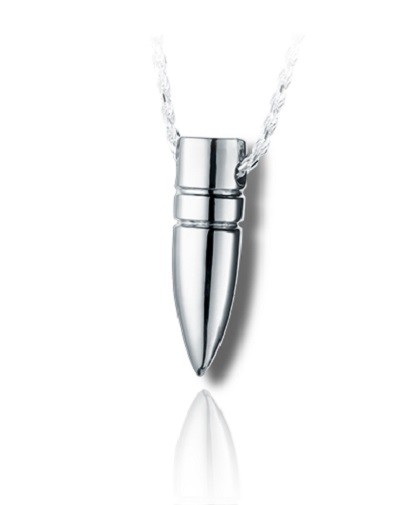 Sterling Silver Bullet Funeral Cremation Urn Pendant for Ashes