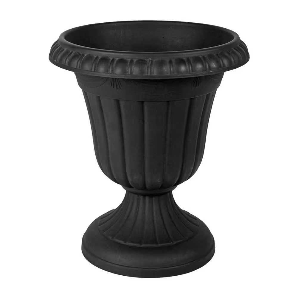 Traditional 10 In. X 12 In. Black Plastic Urn