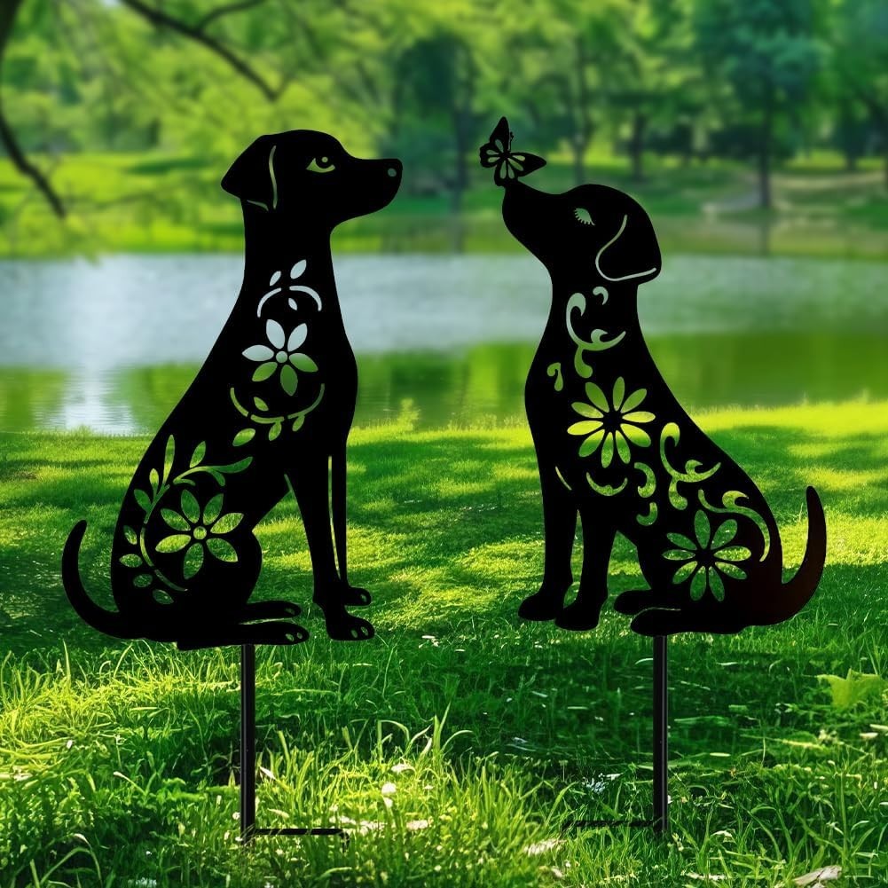 Dachshund Garden Stakes Unique Dog Lover Gifts, Outdoor Yard Art 2 Pack