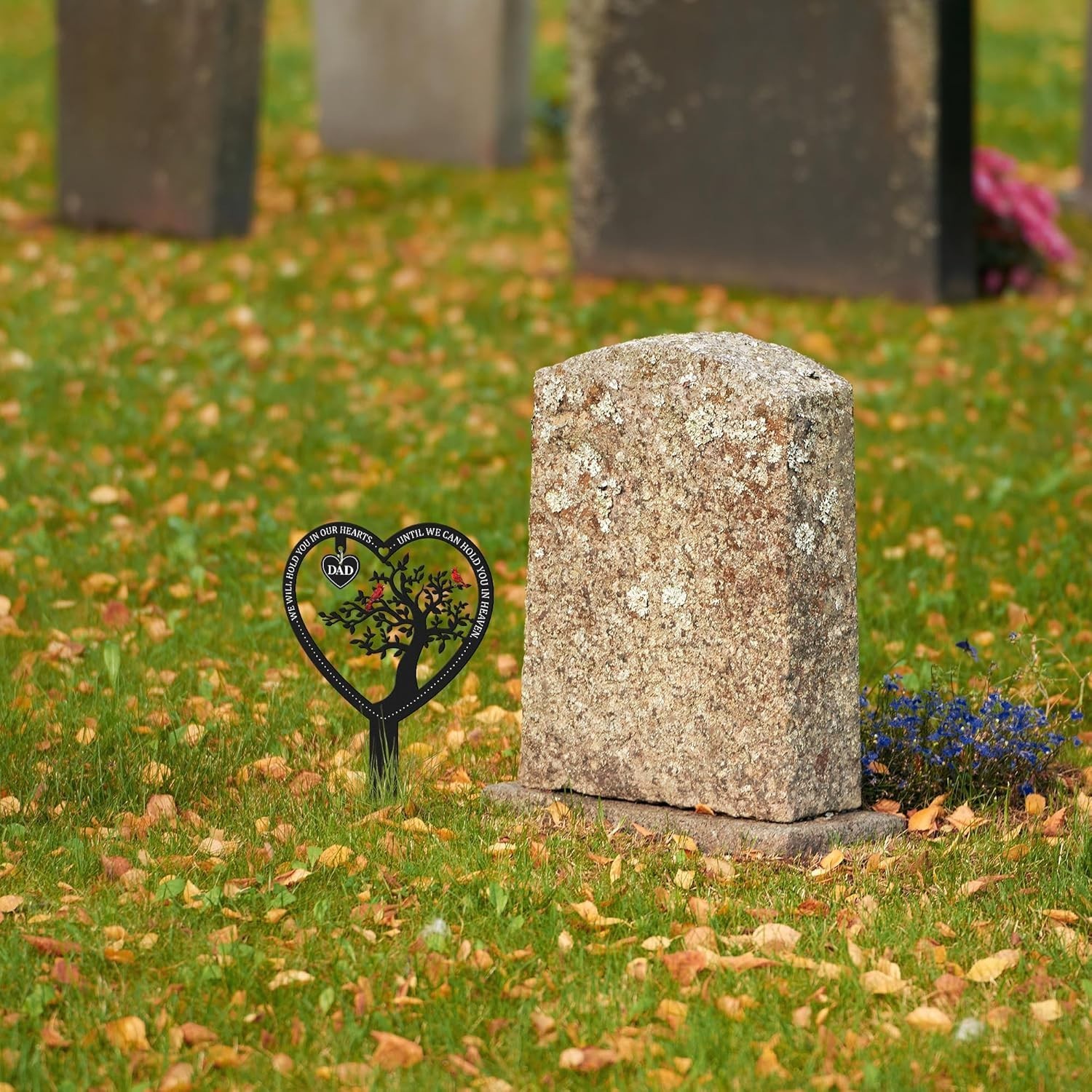 Meaningful Dad Memorial Stake – Weather-Resistant Grave Decoration with Cardinal