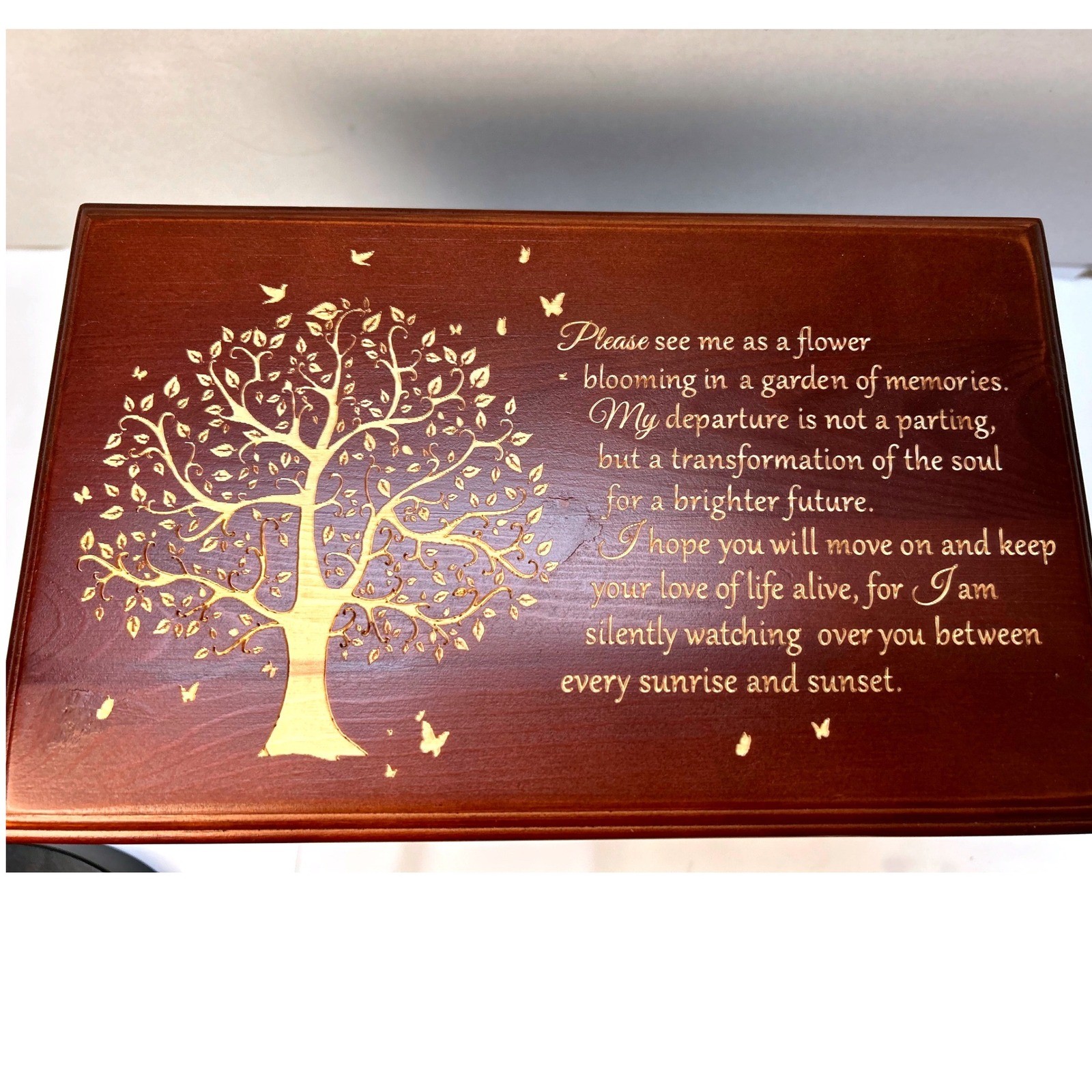 Wooden Tree of Life Memorial Urn with Photo Frame In Loving Memory Cherry Wood