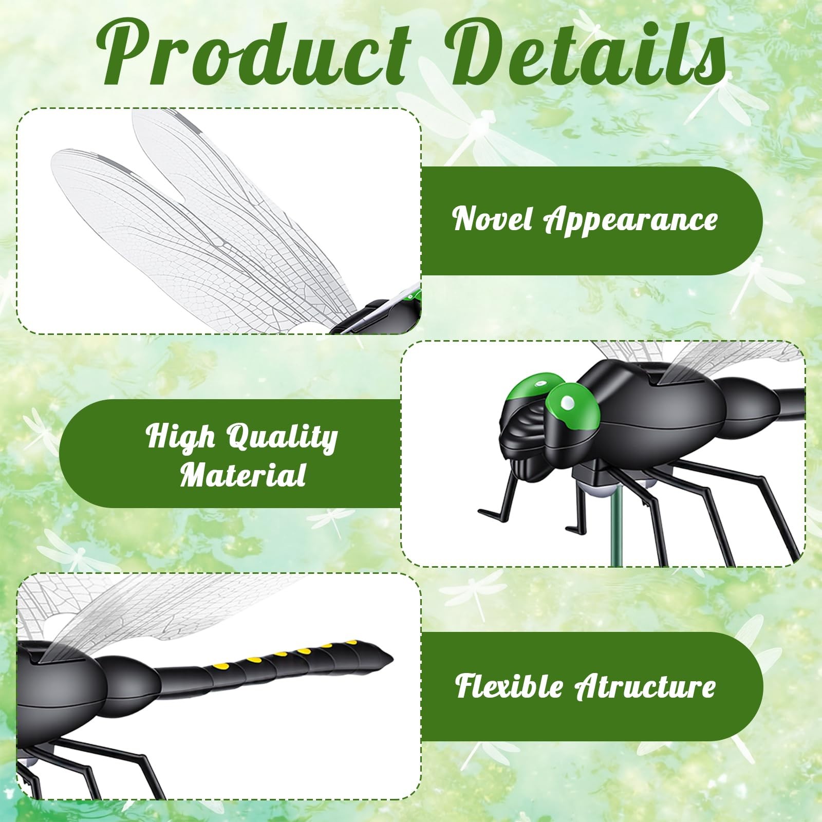 24 Pack Dragonfly Garden Stakes Decor, 12.5 Inches 3D Fake Dragonflies for Do…