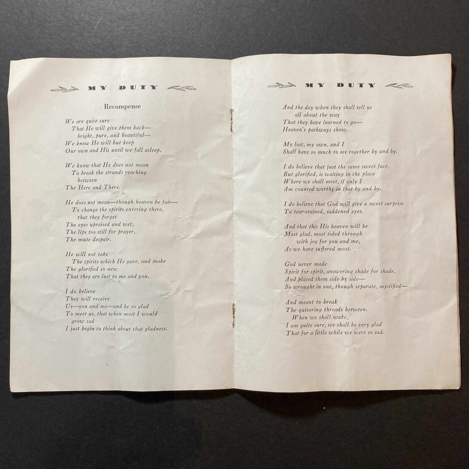 30s Clark Grave Vaults My Duty Funeral Booklet Caskets Guidance Suggestion Rough
