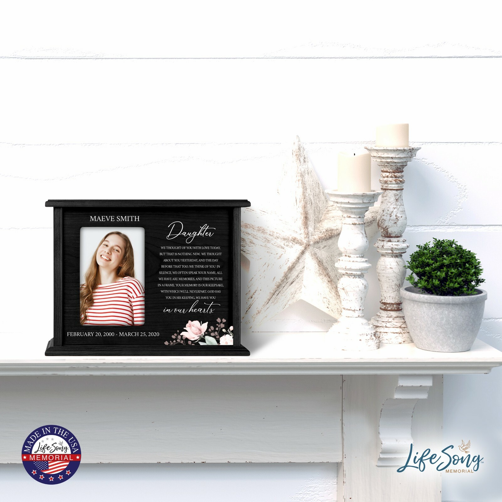 Custom Cremation Urn Box Holds 200 cu in w/ 4×6 Photo – We Thought of (Daughter)