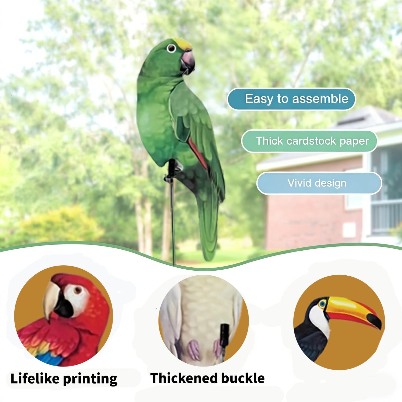 18PCS 2D Flat Parrot Garden Stakes Outdoor Yard Decor