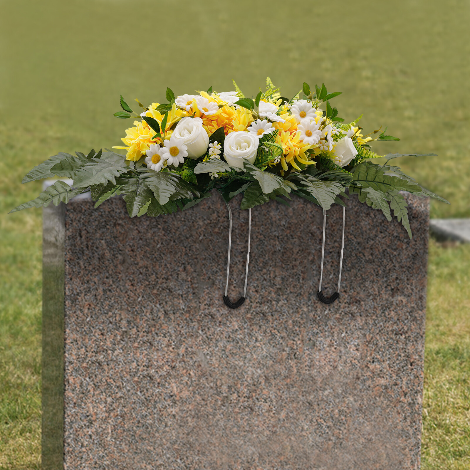 Artificial Wildflower Outdoor Grave Flower Decor,Flower Bud Yellow Chrysanthemum