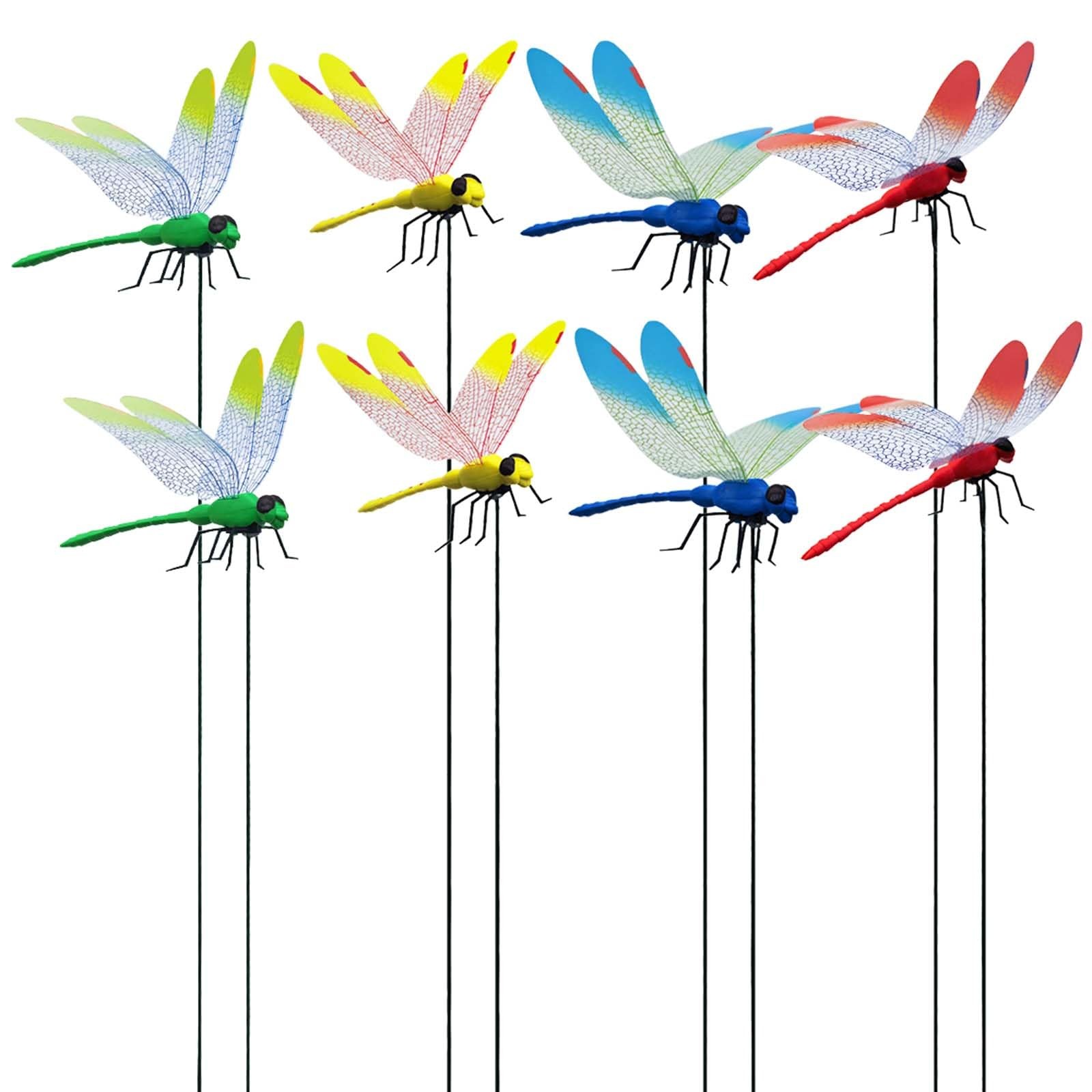 8PCS Garden Dragonfly Stakes,3D Plastic Fake Dragonfly Garden Stakes for Yard…