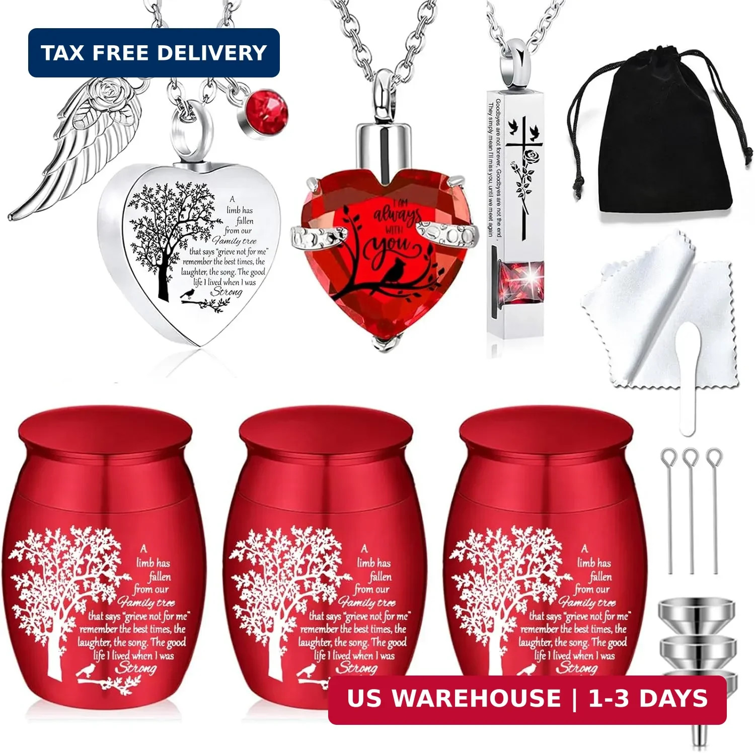 6 PCS Cremation Urn Necklace for Ashes Memorial Keepsake Human Pet Ash Holder