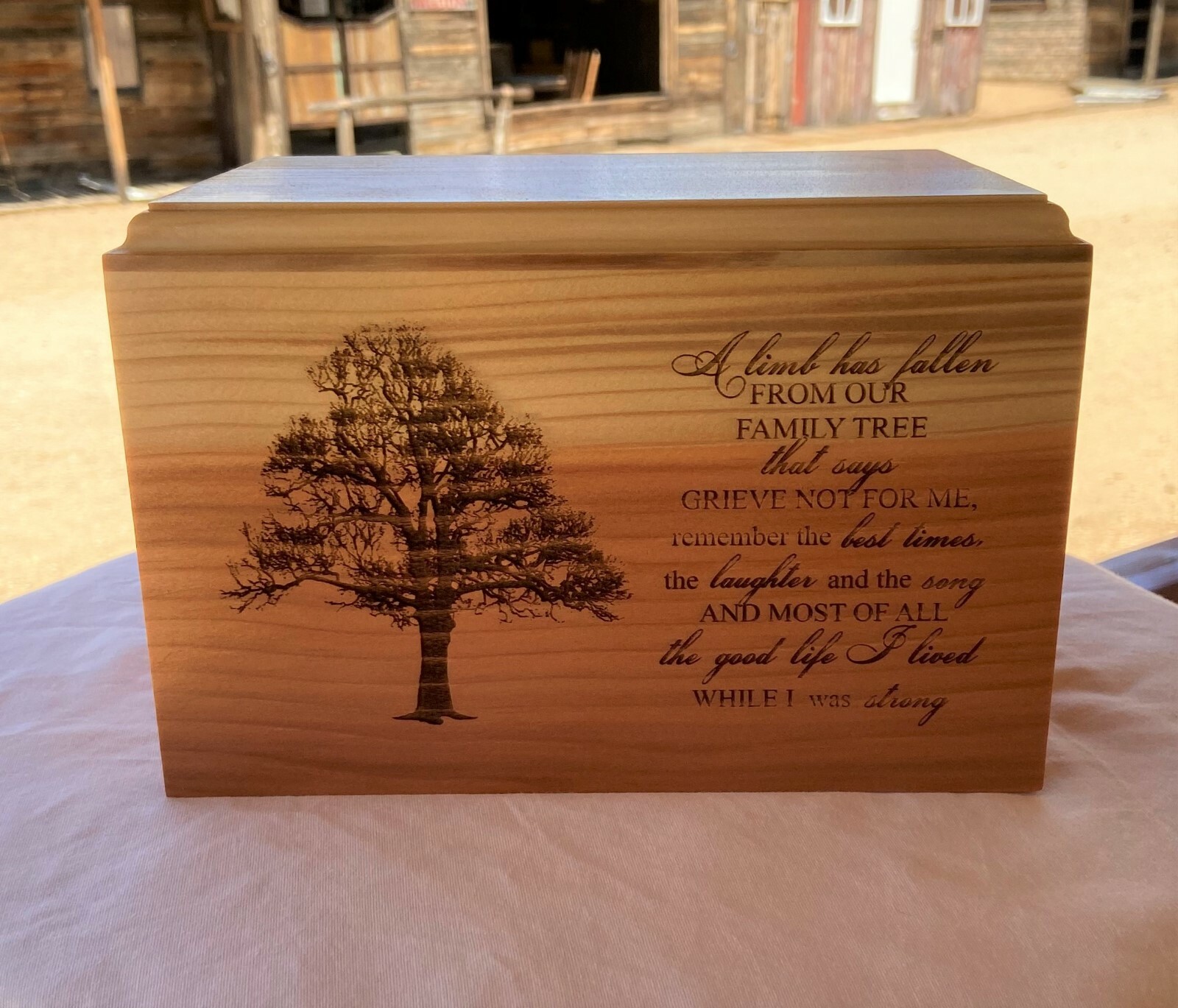 Small Human Wood Cremation Urn – Laser Engraved