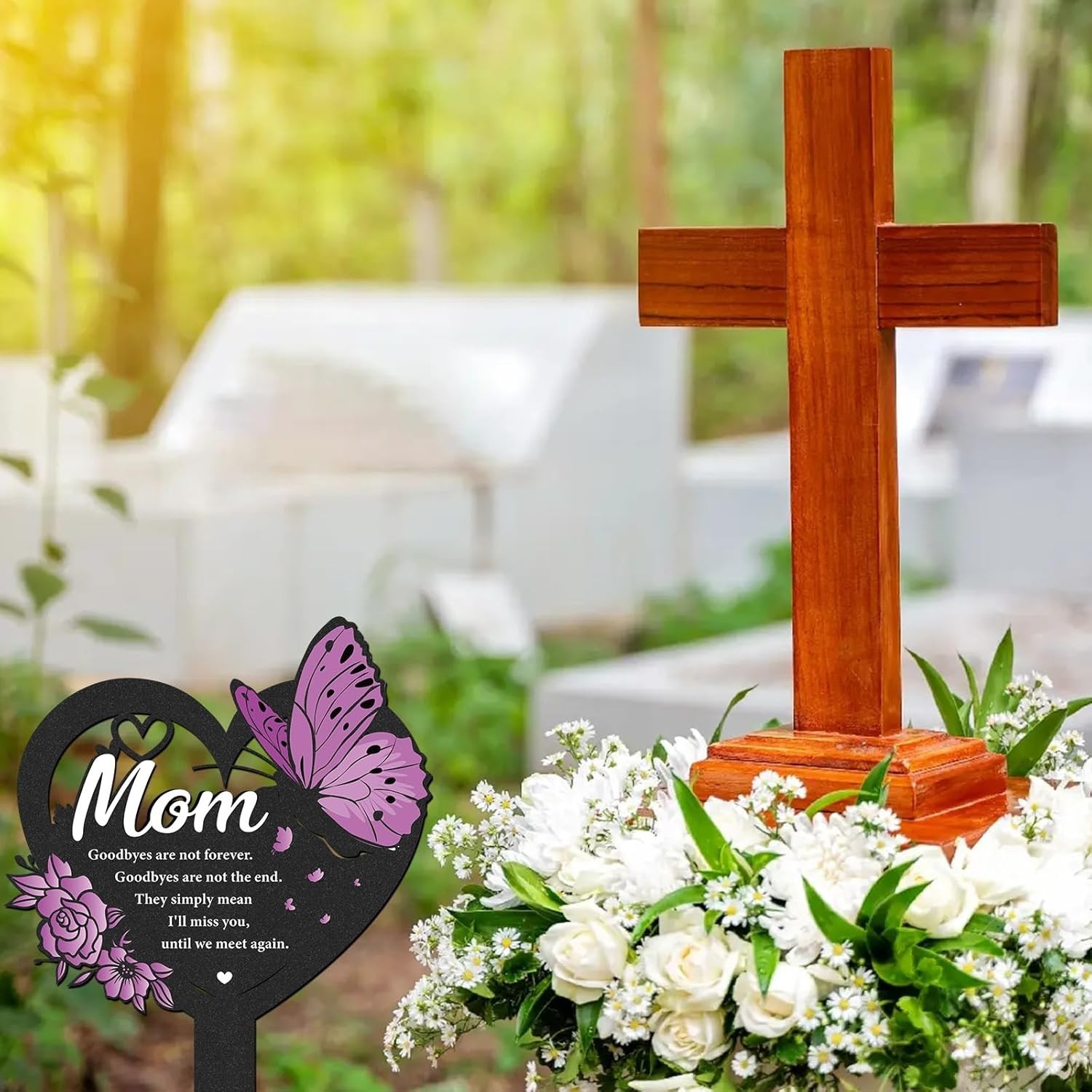 Memorial Sister Grave Stakes – Metal Butterfly Cemetery Markers Decorations f…